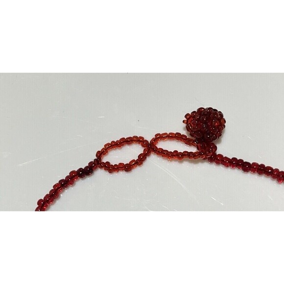 Red Glass Seed Bead Bib Choker Necklace Statement Vintage Regency Romantic Goth - Picture 5 of 8